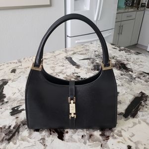 Sold. Gucci black leather Jackie bag, rare vintage